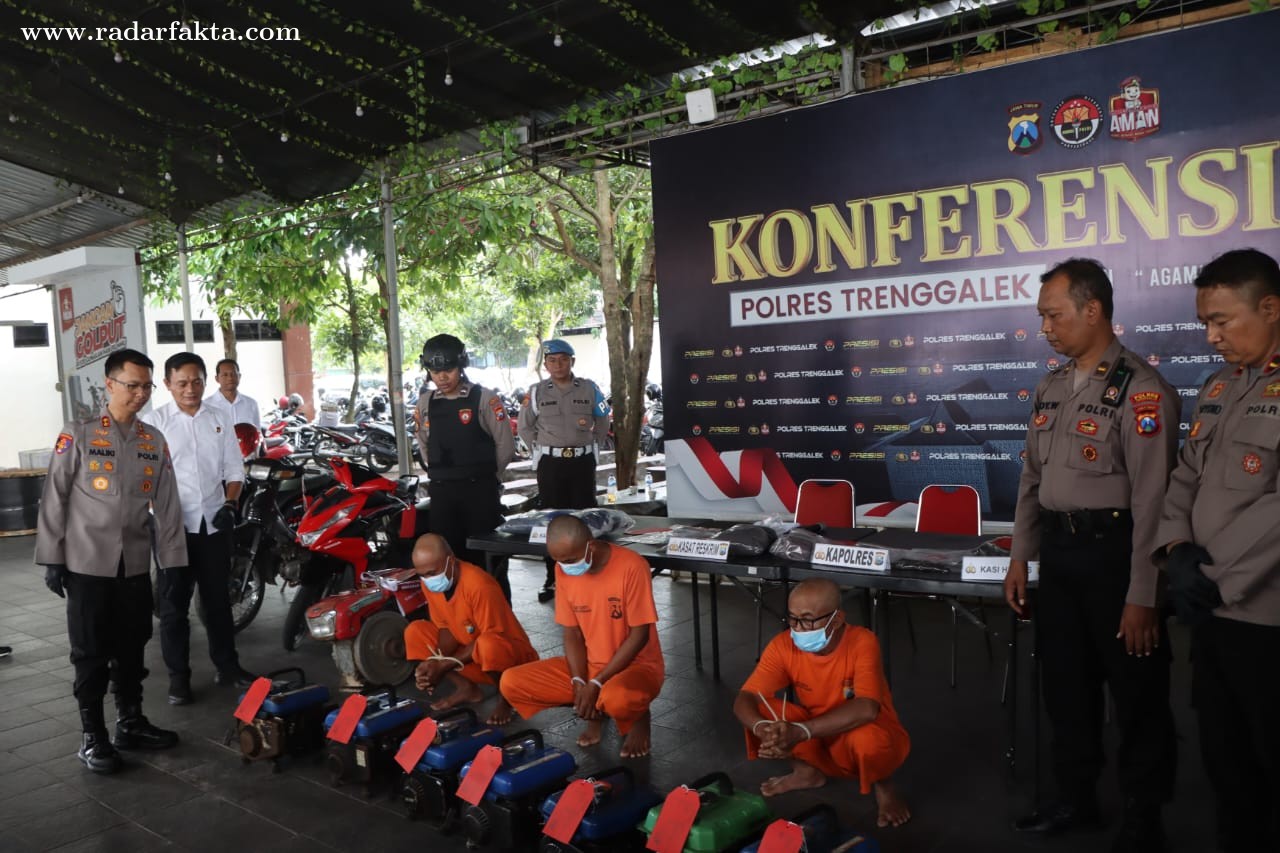 Jaringan Pencuri Genset Kapal di Watulimo Trenggalek Dibongkar, Tiga Tersangka Diamankan
